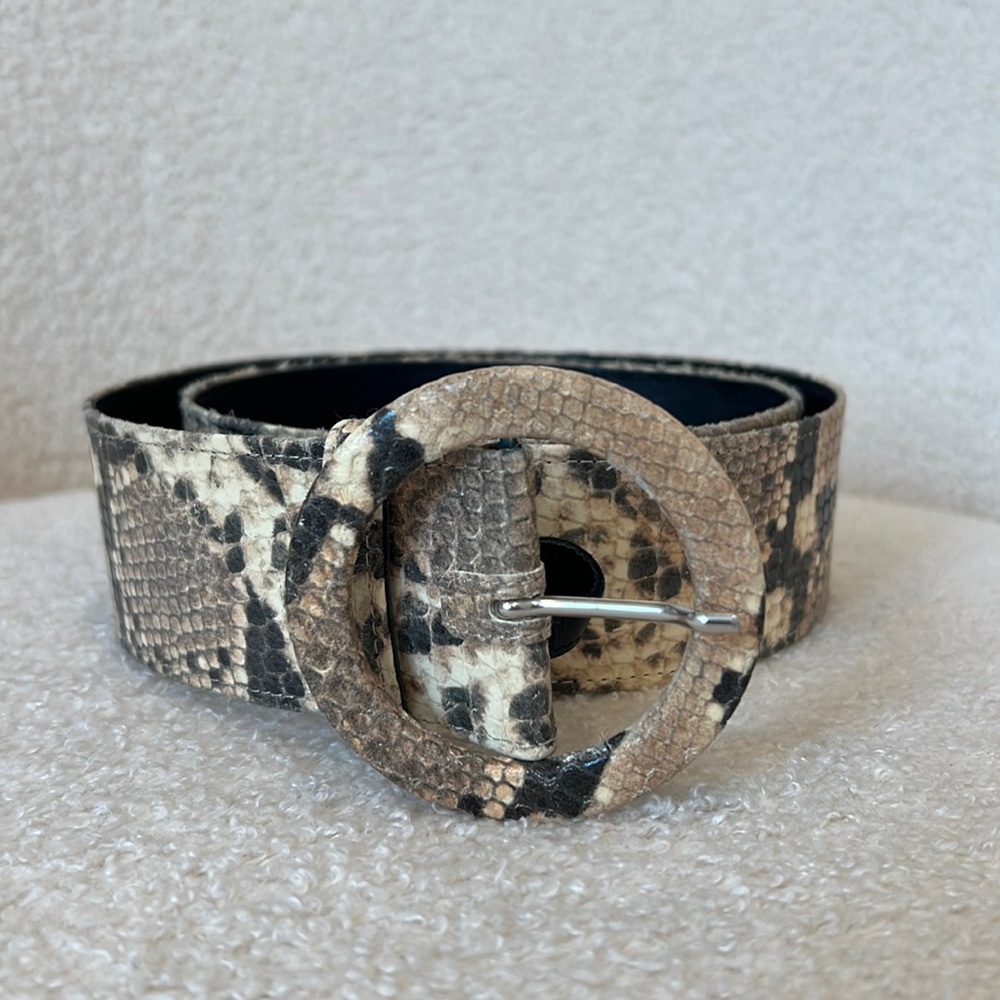 The Attico Snakeskin Belt, Circle Buckle, Great Condition, Barley Worn